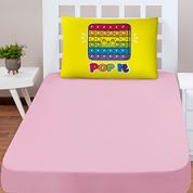 Jogo Cama Lençol Shine Solteiro Microfibra 180 Fios 2 Peças - Pop It Rosa Amarelo