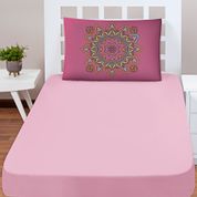 Jogo Cama Lençol Shine Solteiro Microfibra 180 Fios 2 Peças - Mandala Rosa