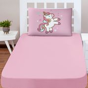 Jogo Cama Lençol Shine Solteiro Microfibra 180 Fios 2 Peças - Unicórnio Baby Rosa