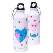 Garrafa Stitch & Angel Original Disney, Zona Criativa, Squeeze 500mL Em Alumínio Com Mosquetão