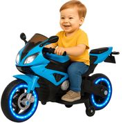 Mini Moto Eletrica Esportiva Importway Azul 6V Com Luzes LED