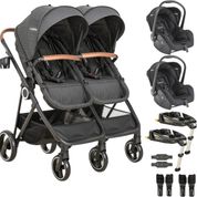 Carrinho Gemeos Kiddo 2 Bebe Conforto 2 Base ISOFIX Cosmos Preto