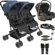 Carrinho Kiddo de Gemeos Bebe Conforto Base ISOFIX Mascote Marinho