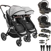Carrinho Kiddo Gemeos 2 Bebe Conforto 2 Base ISOFIX Nomad Grafite