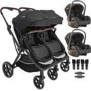 Carrinho Kiddo para Gemeos com 2 Bebe Conforto Nomad Preto