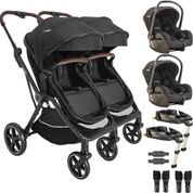 Carrinho Kiddo Gemeos 2 Bebe Conforto 2 Base ISOFIX Nomad Preto