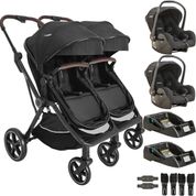 Carrinho Kiddo Gemeos com 2 Bebe Conforto 2 Base Nomad Preto