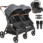 Carrinho Kiddo para Gemeos com Bebe Conforto Speedy Grafite