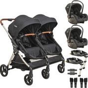 Carrinho Kiddo Gemeos 2 Bebe Conforto 2 Base ISOFIX Speedy Preto