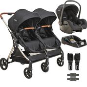 Carrinho Kiddo para Gemeos com Bebe Conforto Base Speedy Preto