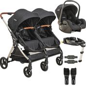 Carrinho Kiddo de Gemeos Bebe Conforto Base ISOFIX Speedy Preto