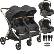 Carrinho Kiddo Gemeos com 2 Bebe Conforto Speedy Preto