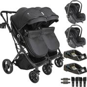 Carrinho Kiddo para Gemeos com 2 Bebe Conforto 2 Base Vox Preto