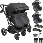 Carrinho Kiddo de Gemeos 2 Bebe Conforto 2 Base ISOFIX Vox II Preto