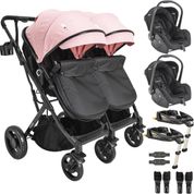 Carrinho Kiddo de Gemeos 2 Bebe Conforto 2 Base ISOFIX Vox II Rosa