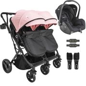 Carrinho Kiddo para Gemeos com Bebe Conforto Vox II Rosa