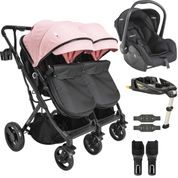 Carrinho Kiddo de Gemeos Bebe Conforto Base ISOFIX Vox Rosa
