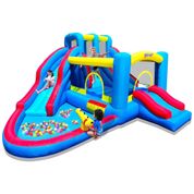 Parque Aquático Inflável com Tobogã, Piscina de Mergulho, Canhão de Água e Parede de Escalada - Diversão Aquática ao Ar Livre