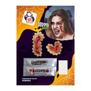 Ferimento Falso Horror Make Vermes com 2 Próteses, Cola, Sangue Falso e Esponja Halloween
