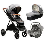 CARRINHO AERIA COM BEBE CONFORTO E MOISES COMBO TRIO CINZA CARBON - JOIE