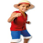 Fantasia Infantil Premium Luffy One Piece com Chapeu Novabrink