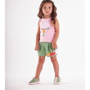 Conjunto Curto Lilica Ripilica Regata e Short Colorido Poá