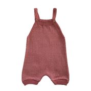 Jardineira Romper de Tricô Liso Tricô Kids Rosa Mescla