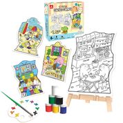 Super Kit De Pintura Cozy & Comfy, Brincadeira De Criança, Com Cavalete Em MDF, Telas, Cards, Tintas