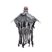 Enfeite Caveira Fantasma Decorativo Halloween 85cm com Luz Piscante e Som Ativado por Toque