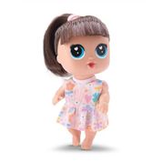 Boneca Bebe 16cm Com Cabelos Castanhos Bambola - 820