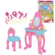Penteadeira Infantil Da Princesa Com Banquinho E 13 Acessórios, Homeplay, Brinquedo Crianças +3 Anos