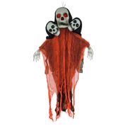 Enfeite Fantasma Decorativo Halloween 3 Caveiras 95cm com Luzes e Som