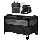 BERÇO CERCADO MILK WAY E BOLSA MATERNIDADE LUXO SIENA- KIKKA BOO
