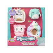 Squishmallow Squishville 2 Pelúcias com Acessórios Lunch Buddies