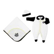 Kit Bebê Santos Macacão Manta e Gorro Malha Oficial