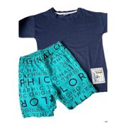 Conjunto Curto Tigor T Tigre Camiseta e Bermuda Azul Marinho