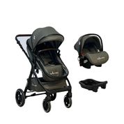 Carrinho Kansas Trio Bebê Conforto e Base Premium Baby Cinza