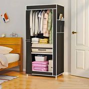Guarda Roupa Preto Closet Solteiro Organizador com Capa