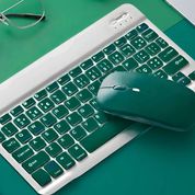 Kit com Teclado Sem Fio e Mouse Recarregável Verde Escuro