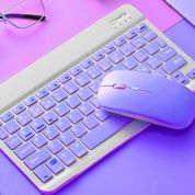 Kit Teclado + Mouse Roxo Sem Fio Slim com Conexão Bluetooth
