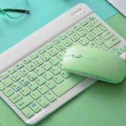 Kit Teclado + Mouse Verde Sem Fio Slim com Conexão Bluetooth