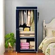 Guarda Roupa Azul Closet Solteiro Organizador com Capa