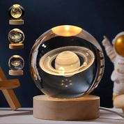 Luminária de Mesa Sistema Solar 3D Cristal Galáxia Planeta