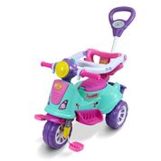 Triciclo Infantil Avespa 2 em 1 com Buzina, Haste Guia e Porta-Objetos - Azul, Vermelho ou Rosa - A Partir de 12 Meses