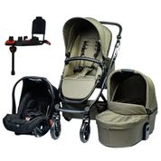 Kit Carrinho Moisés COMO 4 com Bebê Conforto + Bolsa Olive (Verde) e Base - ABC Design